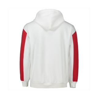 label embellished color block drawstring hoodie white